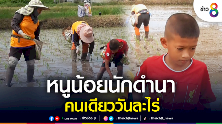 ทึ่ง! เด็กชาย 9 ขวบดำนาต้นกล้าข้าวสุดคล่อง คนเดียววันละไร่ เผยชอบทำนาเป็นชีวิตจิตใจ ทึ่ง!-เด็กชาย-9-ขวบดำนาต้นกล้าข้าวสุดคล่อง-คนเดียววันละไร่-เผยชอบทำนาเป็นชีวิตจิตใจ